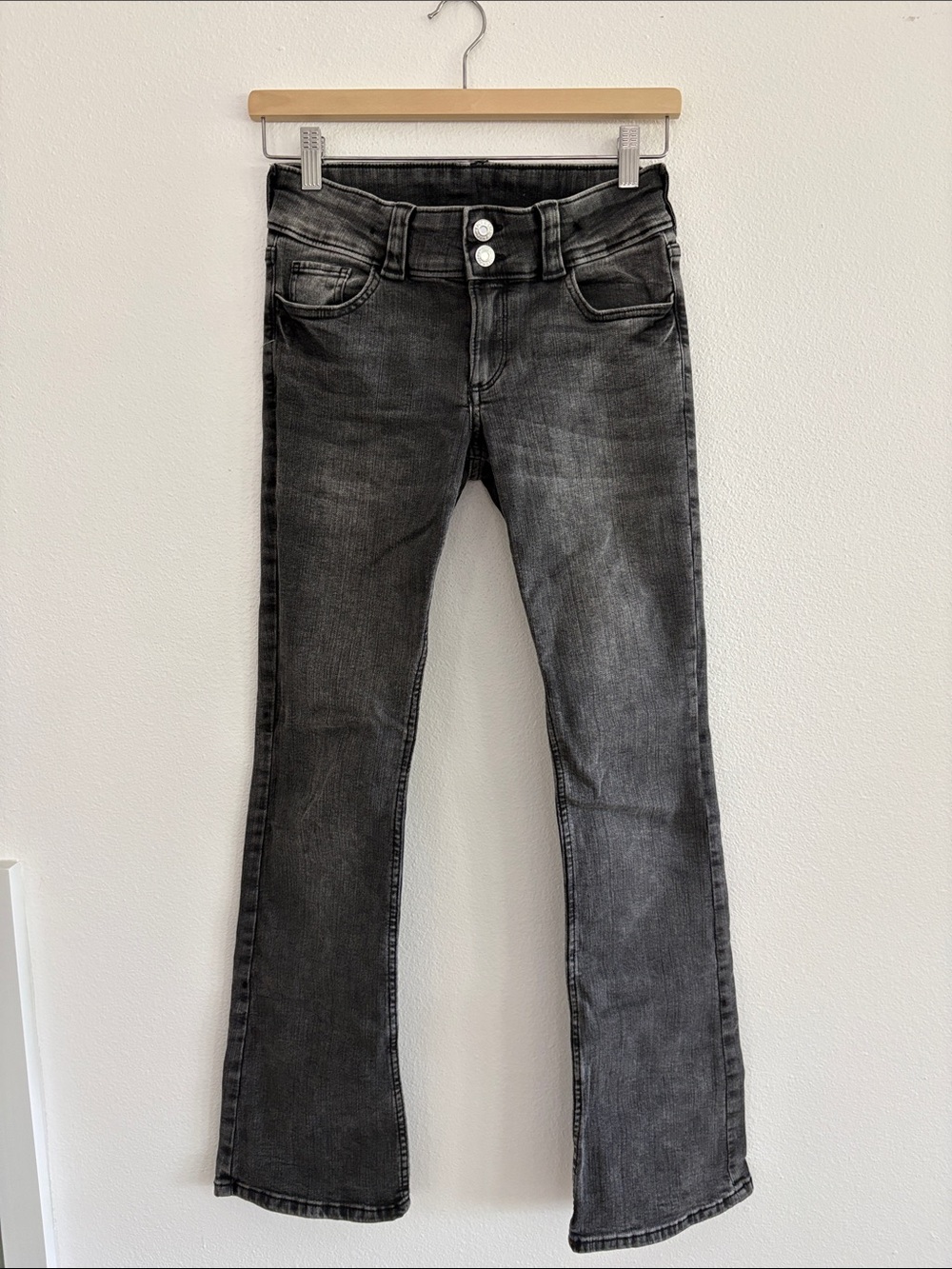Girls H&M Charcoal Washed Flare Jeans